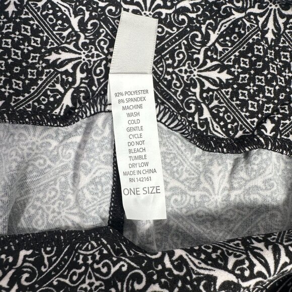 LuLaRoe Black White Paisley Tile Royal Yoga Butter Soft Leggings One Size OS - Picture 3 of 5